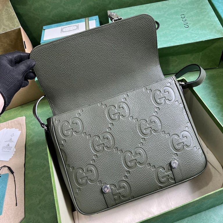 Gucci Jumbo GG Medium Messenger Bag Dark Green - 4
