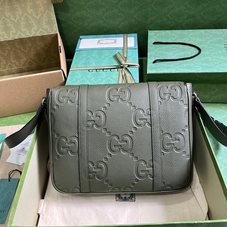 Gucci Jumbo GG Medium Messenger Bag Dark Green - 9