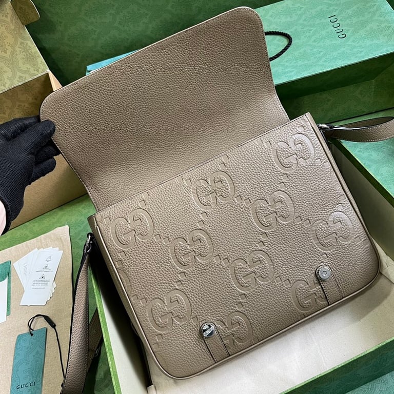 Gucci Jumbo GG Medium Messenger Bag Grey - 4