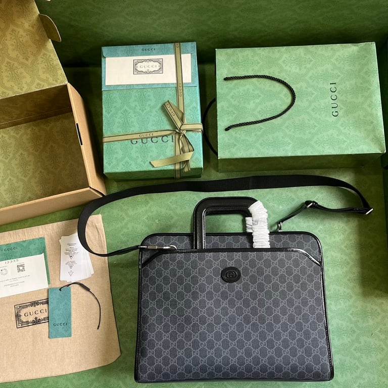Gucci Interlocking G Briefcase GG Supreme Black - 2