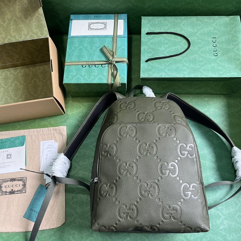 Gucci Jumbo GG Leather Backpack Grey - 2