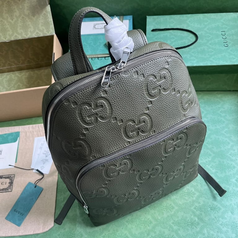 Gucci Jumbo GG Leather Backpack Grey - 4