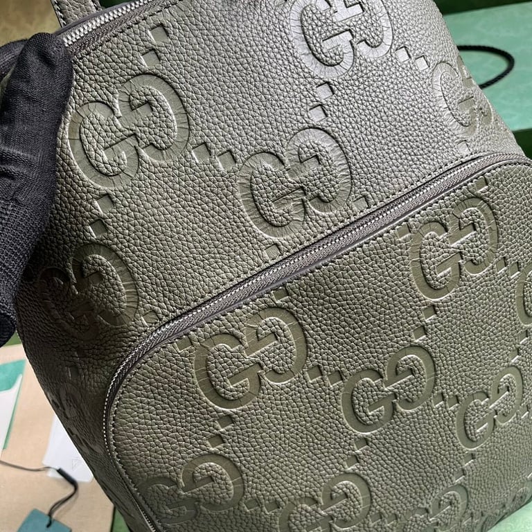 Gucci Jumbo GG Leather Backpack Grey - 6