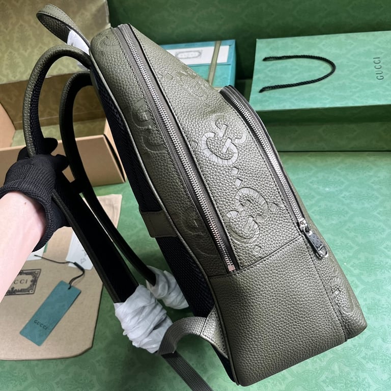Gucci Jumbo GG Leather Backpack Grey - 7