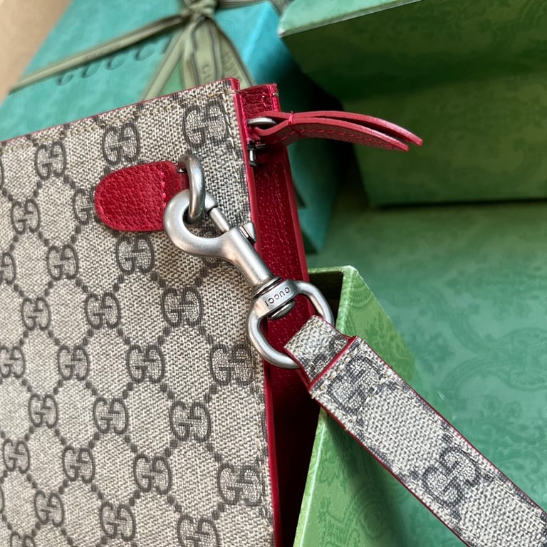 Gucci GG Supreme Pouch Beige/Red - 4