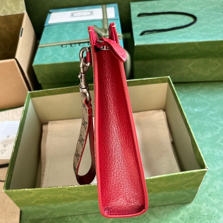 Gucci GG Supreme Pouch Beige/Red - 7