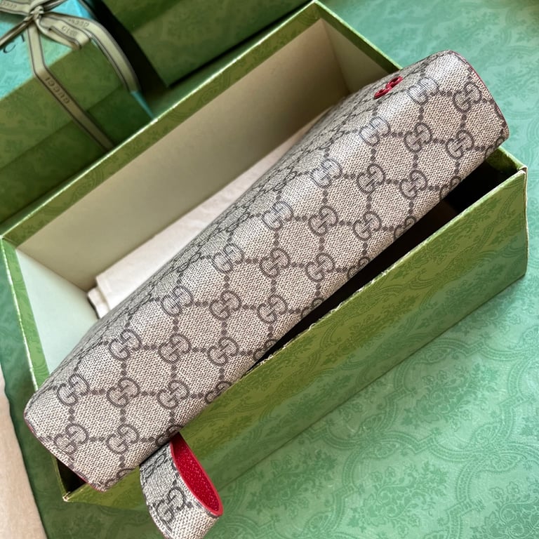 Gucci GG Supreme Pouch Beige/Red - 8