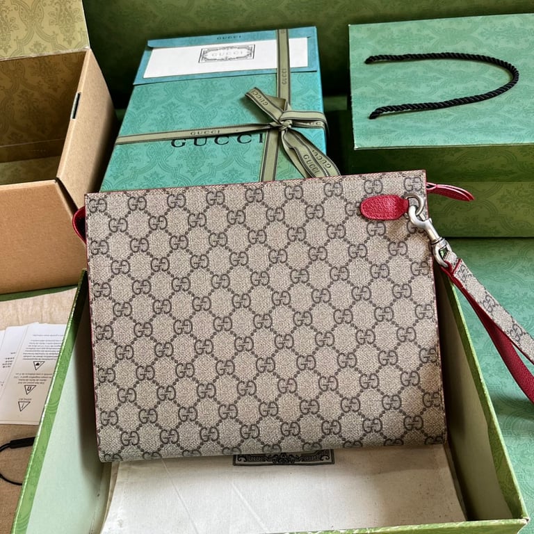 Gucci GG Supreme Pouch Beige/Red - 9