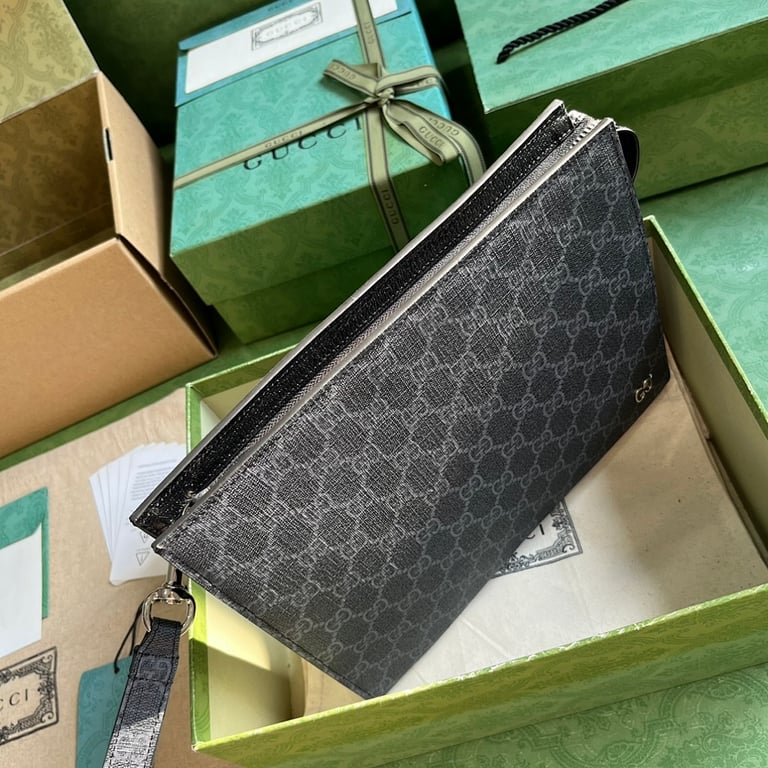Gucci GG Supreme Pouch 768255 Grey Black - 5
