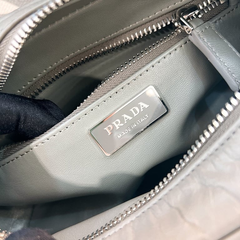 Prada 1BH198 Nappa Antique Shoulder Bag Grey - 2