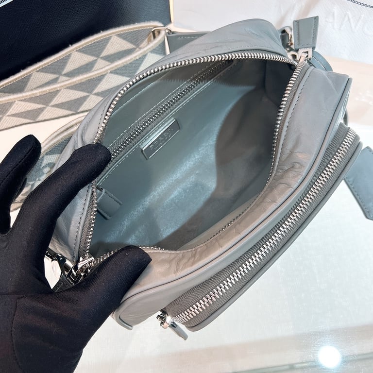Prada 1BH198 Nappa Antique Shoulder Bag Grey - 3
