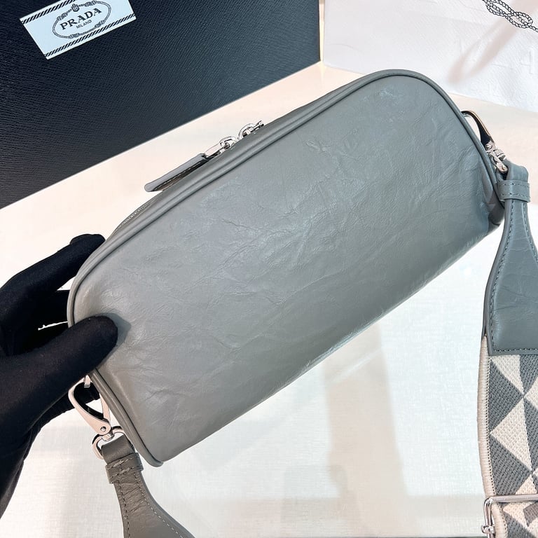 Prada 1BH198 Nappa Antique Shoulder Bag Grey - 7