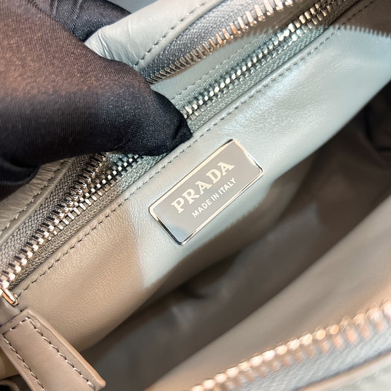 Prada 1BB099 Crinkled Leather Bag Grey - 2