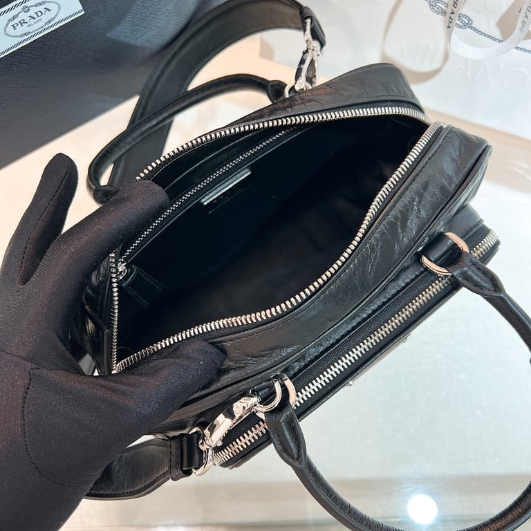 Prada 1BB099 Antique Nappa Leather Bag Black - 3