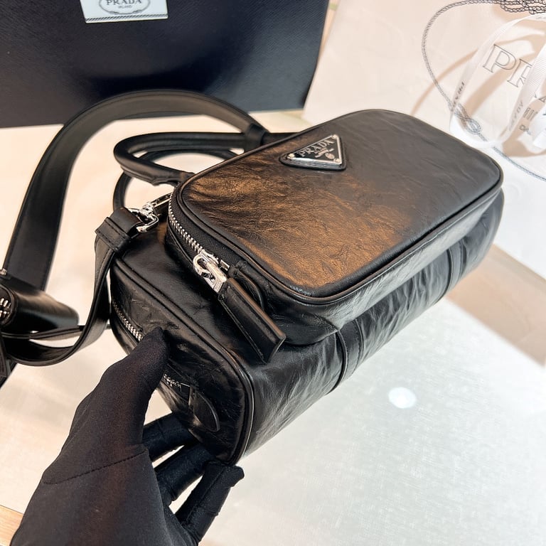 Prada 1BB099 Antique Nappa Leather Bag Black - 4