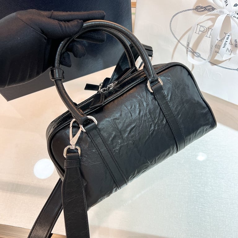 Prada 1BB099 Antique Nappa Leather Bag Black - 6