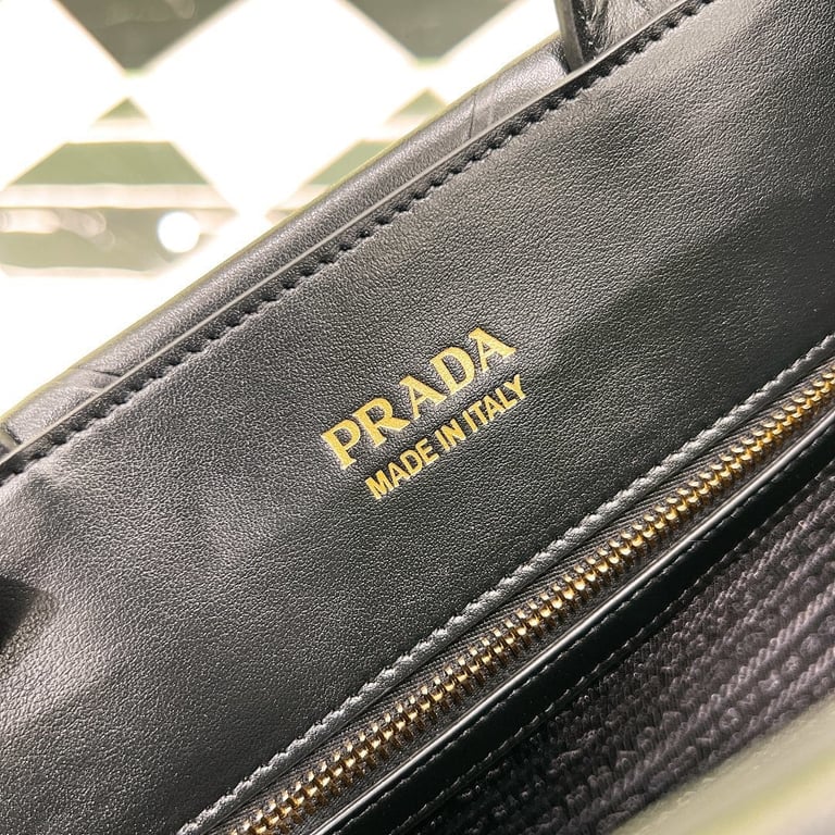 Prada 1BA378 Geometric Leather Tote Bag Black - 2