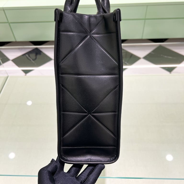 Prada 1BA378 Geometric Leather Tote Bag Black - 7