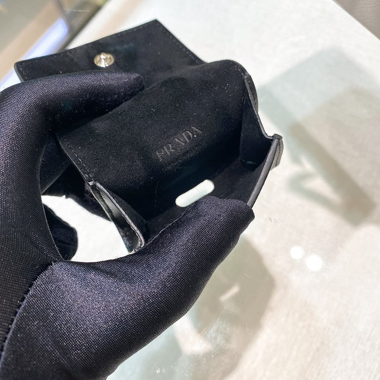 Prada Saffiano Leather Earphone Case Black - 2