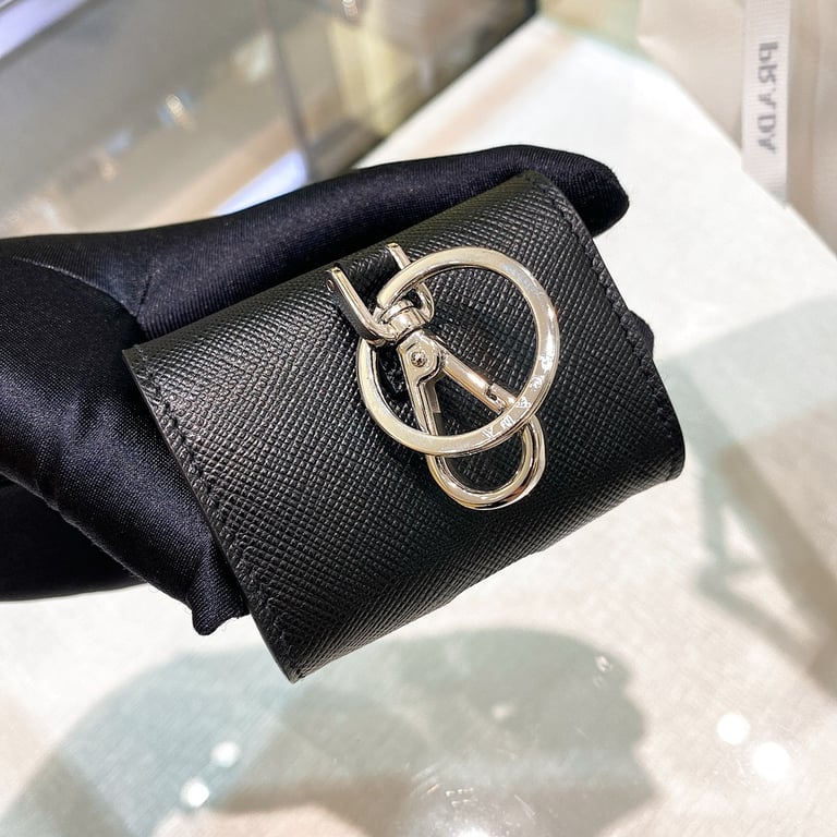 Prada Saffiano Leather Earphone Case Black - 4