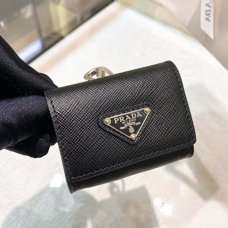 Prada Saffiano Leather Earphone Case Black - 7