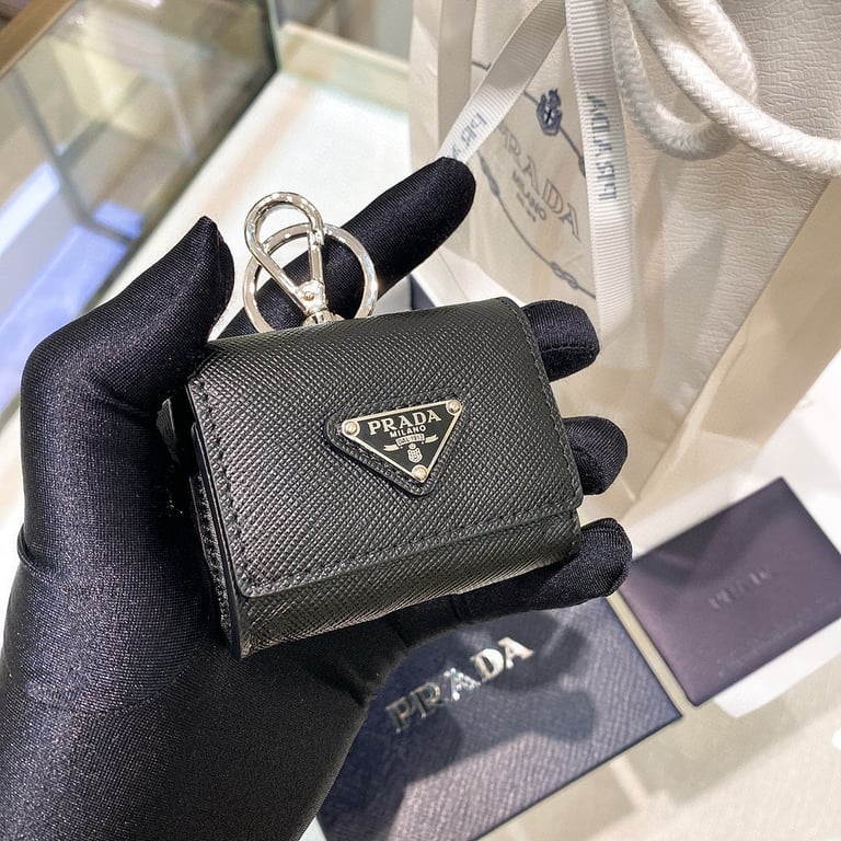 Prada Saffiano Leather Earphone Case Black - 8