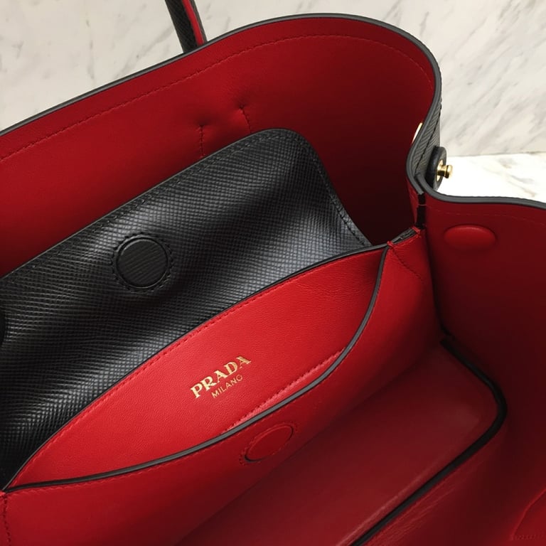 Prada 1BG775 Double Bag Black Red - 4