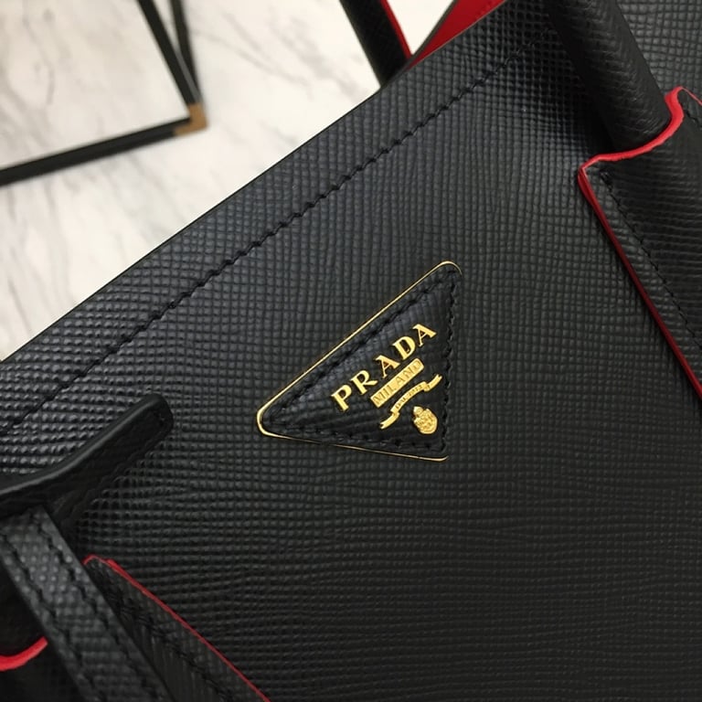 Prada 1BG775 Double Bag Black Red - 5