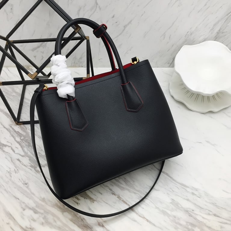 Prada 1BG775 Double Bag Black Red - 8