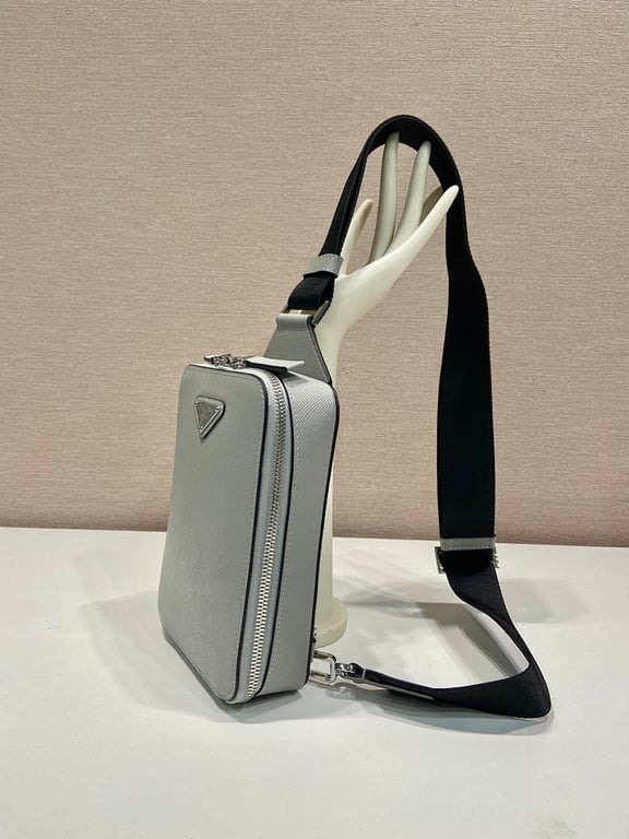 Prada 2VZ106 Saffiano Leather Sling Bag Grey - 7