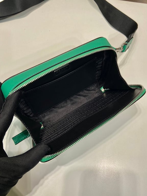 Prada Brique Saffiano Leather Bag Green 2VH173 - 3