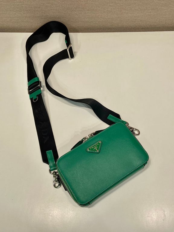 Prada Brique Saffiano Leather Bag Green 2VH173 - 8