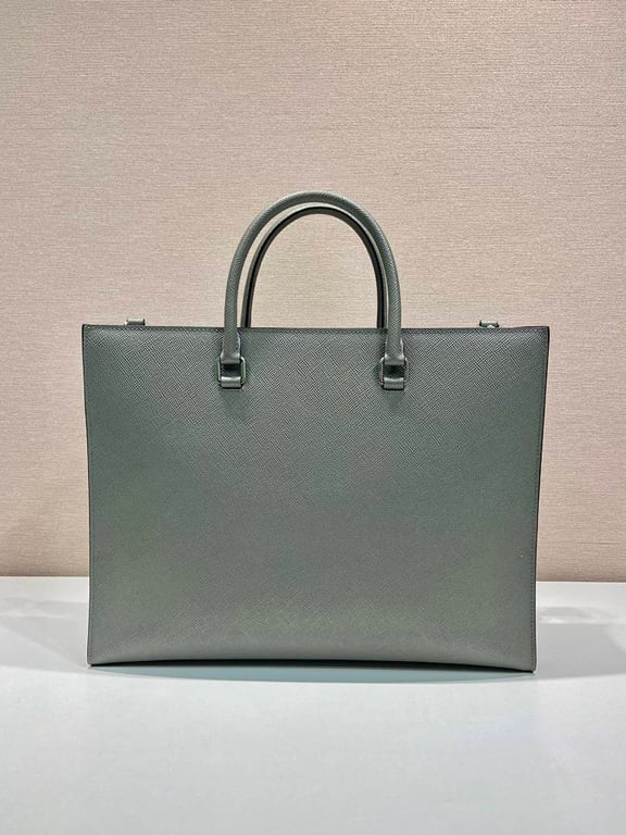 Prada 2VG101 Saffiano Leather Briefcase Sage Grey - 6