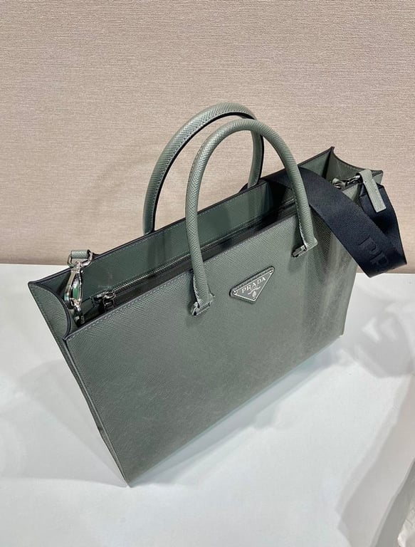 Prada 2VG101 Saffiano Leather Briefcase Sage Grey - 7