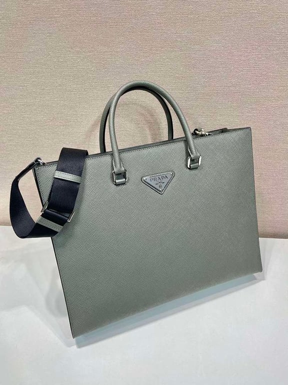 Prada 2VG101 Saffiano Leather Briefcase Sage Grey - 8