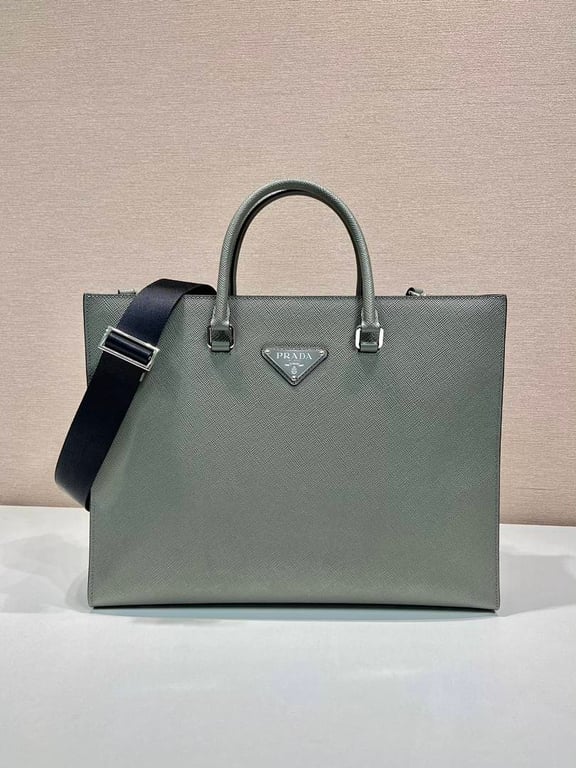 Prada 2VG101 Saffiano Leather Briefcase Sage Grey - 9