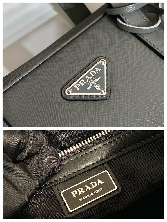 Prada 2VE368 Saffiano Leather Briefcase Grey - 2