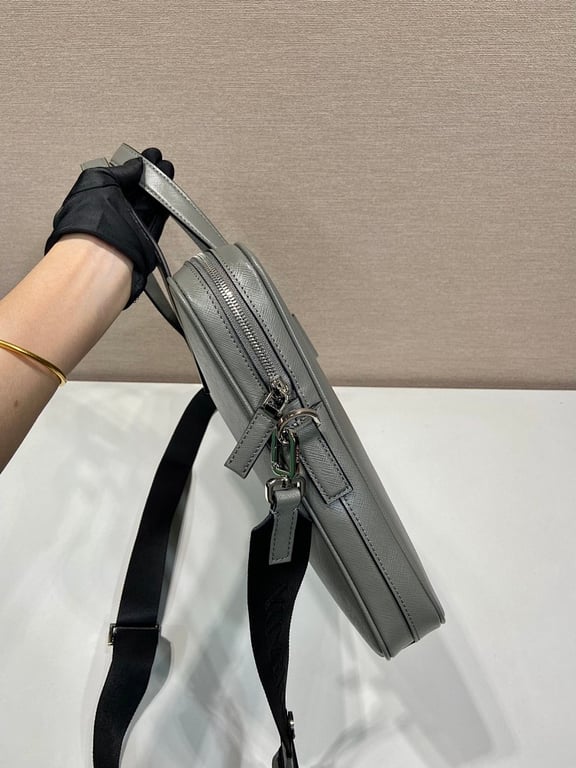 Prada 2VE368 Saffiano Leather Briefcase Grey - 6