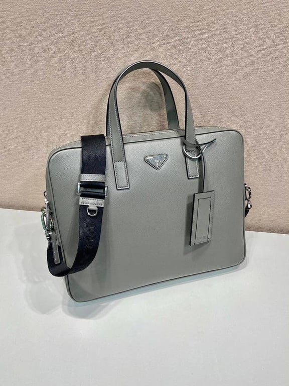 Prada 2VE368 Saffiano Leather Briefcase Grey - 9