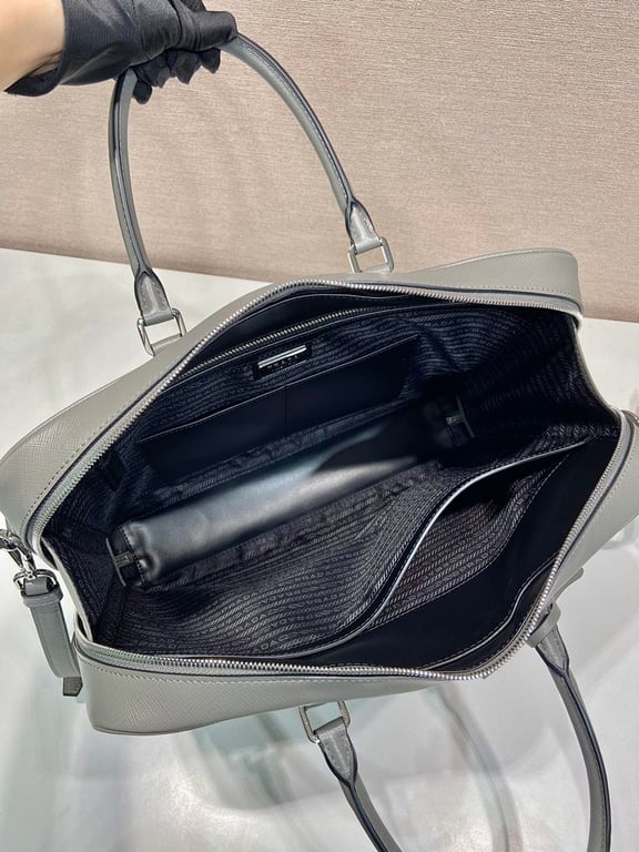 Prada 2VE011 Saffiano Leather Briefcase Grey - 4