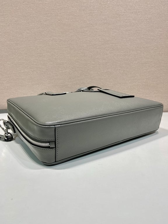 Prada 2VE011 Saffiano Leather Briefcase Grey - 5