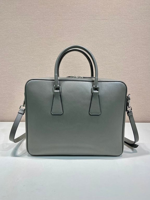Prada 2VE011 Saffiano Leather Briefcase Grey - 7