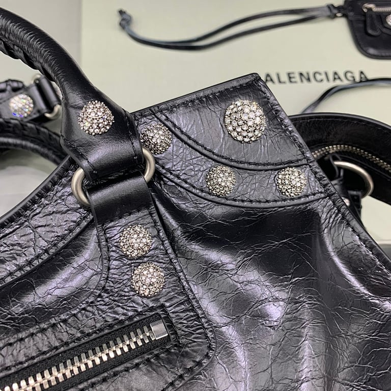 Balenciaga Neo Cagole Large Bag Black with Crystals - 5
