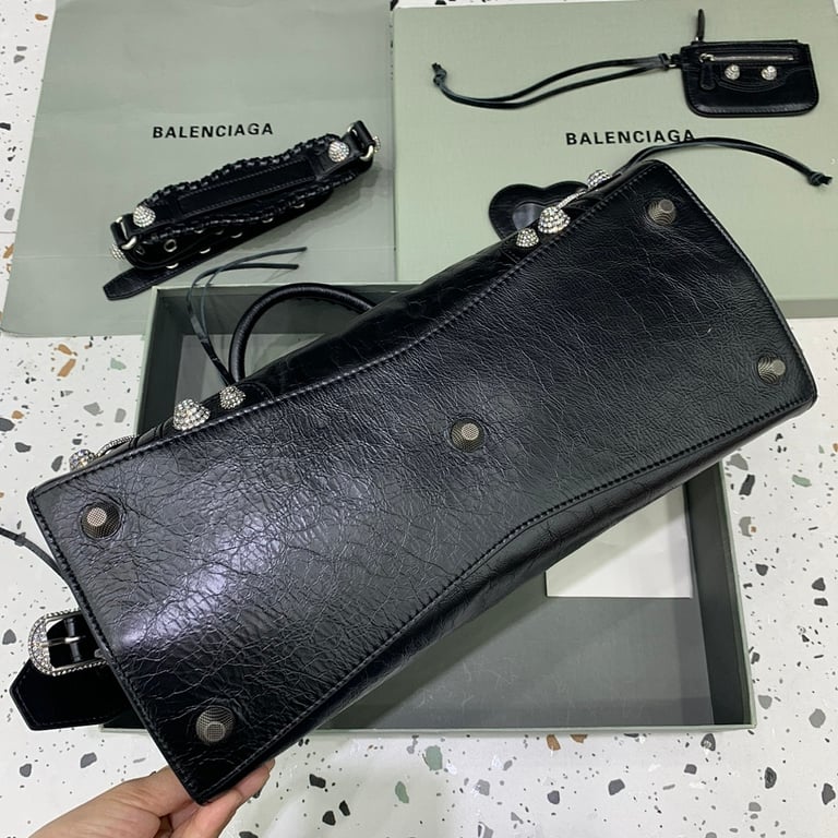 Balenciaga Neo Cagole Large Bag Black with Crystals - 6
