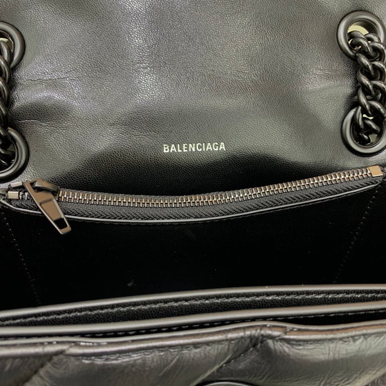 Balenciaga Crush Small Quilted Chain Bag Black - 2