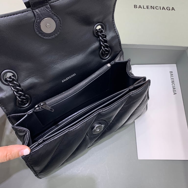 Balenciaga Crush Small Quilted Chain Bag Black - 3