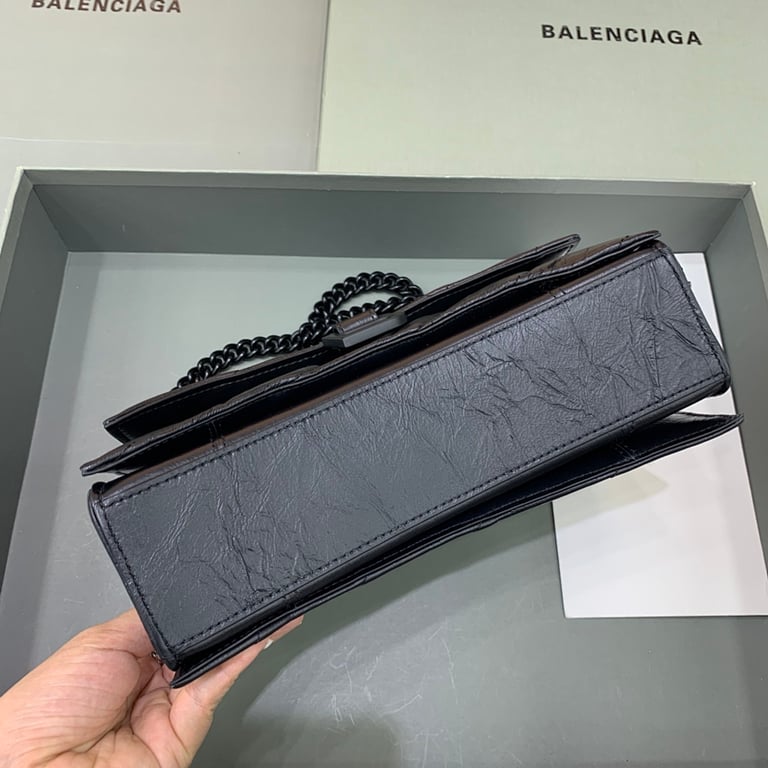 Balenciaga Crush Small Quilted Chain Bag Black - 6