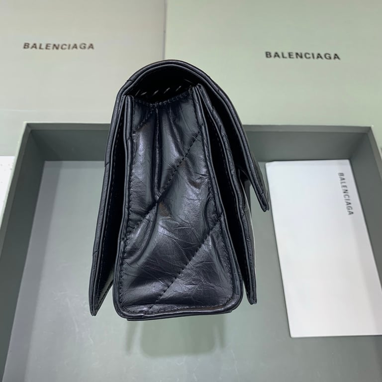 Balenciaga Crush Small Quilted Chain Bag Black - 7