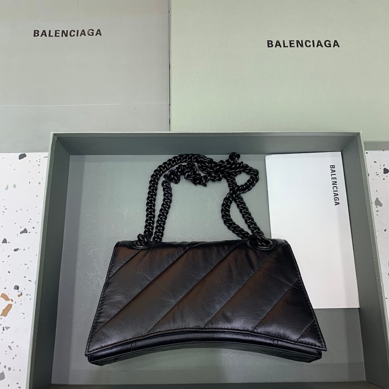 Balenciaga Crush Small Quilted Chain Bag Black - 8