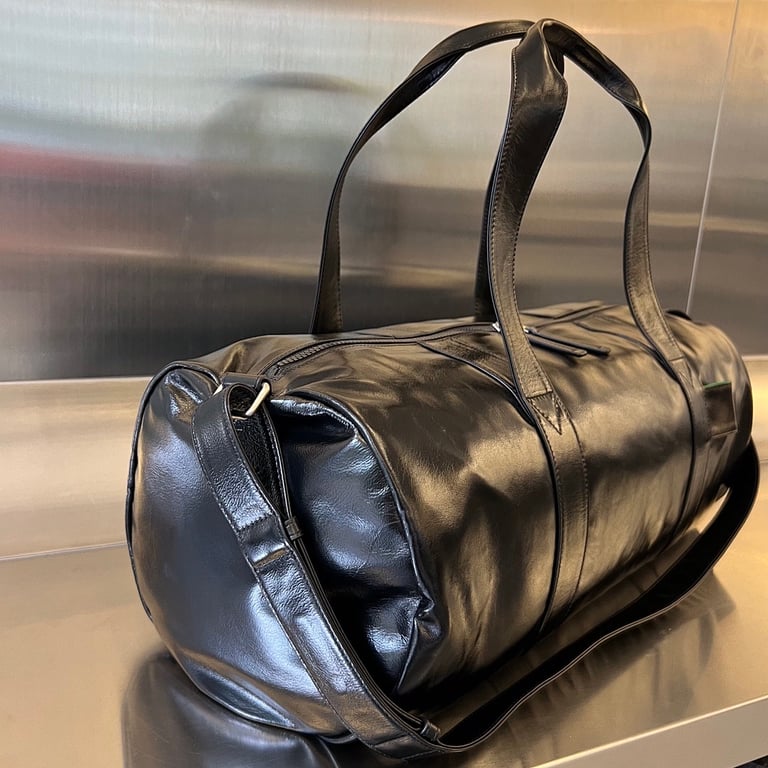 Bottega Veneta 731192 Oil Wax Leather Duffle Bag Black - 5
